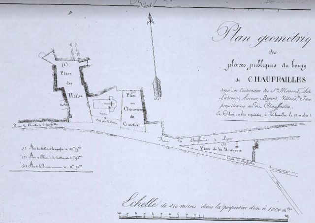 Plan des places publiques de Chauffailles en 1824