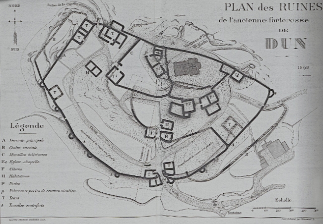 Plan des ruines de l'ancienne forteresse de Dun le Roy