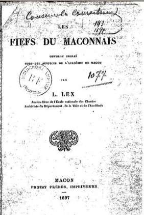 Les fiefs du Mâconnais - 1