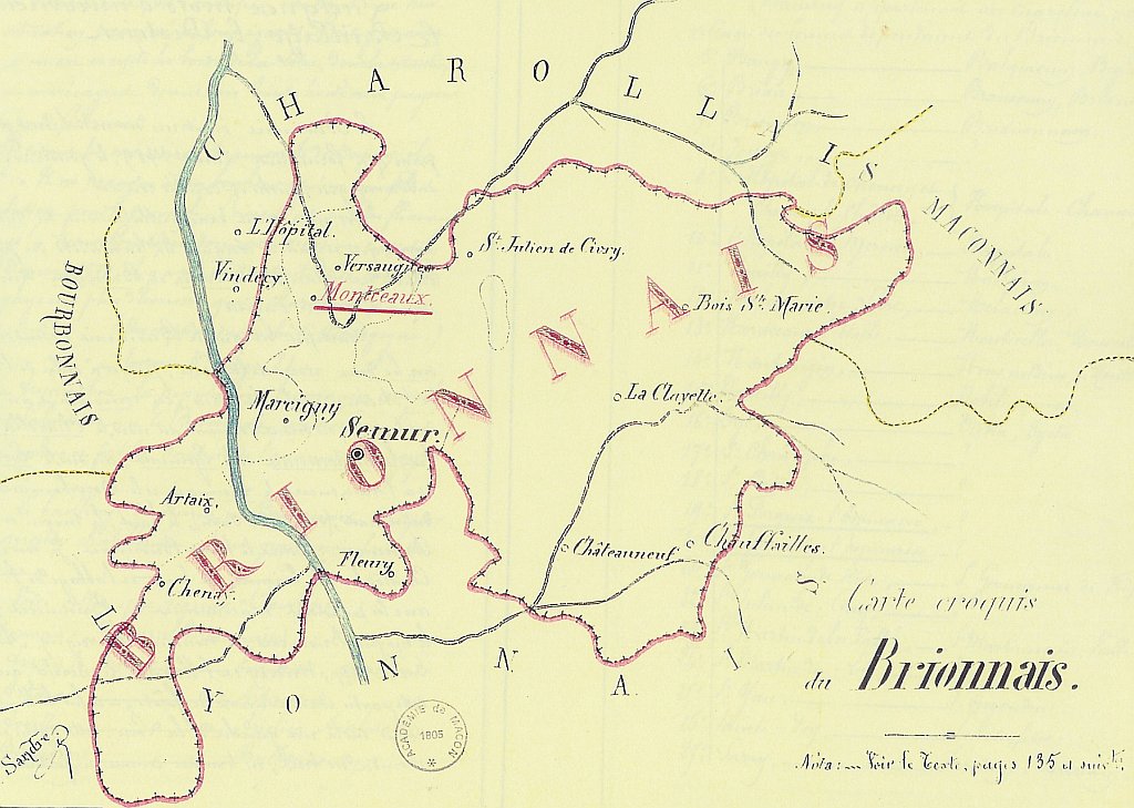 Carte du Brionnais, croquis de Joseph Sandre