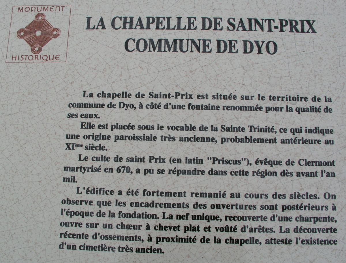 Chapelle de Saint-Prix à Dyo - 1